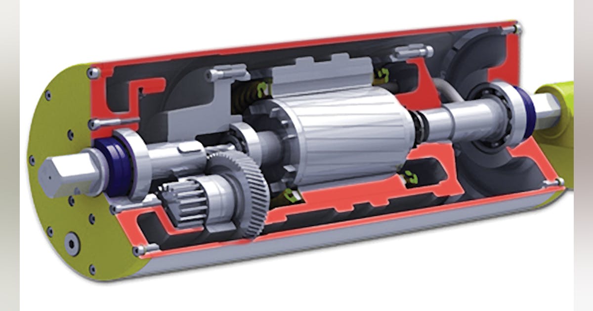 Drum motor conveyor outlet