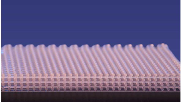 This silicone component has energyabsorbing properties that were predetermined by how the 3D printer that made the structure created layers of a newly developed silicone ldquoinkrdquo
