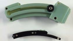 A prototype of a rifle magazine made using hybridized 3D printing consists of has the thermoplastic printed part above combined with a highwear component made of aluminum A prototype of a rifle magazine made using hybridized 3D printing consists of has the thermoplastic printed part above combined with a highwear component made of aluminum