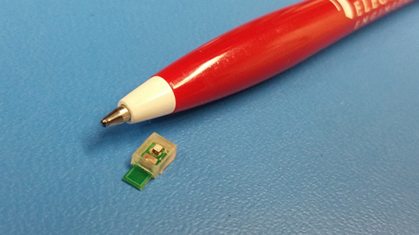 This prototype of an implantable wireless medical device is powered by remotely using ultrasound
