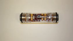 The secondgeneration Sensor Fish is a small tubular device filled with sensors The secondgeneration Sensor Fish is a small tubular device filled with sensors