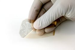 The smart bandage is fabricated by printing gold electrodes onto a thin piece of plastic This flexible sensor uses impedance spectroscopy to detect bedsores that are invisible to the naked eye The smart bandage is fabricated by printing gold electrodes onto a thin piece of plastic This flexible sensor uses impedance spectroscopy to detect bedsores that are invisible to the naked eye