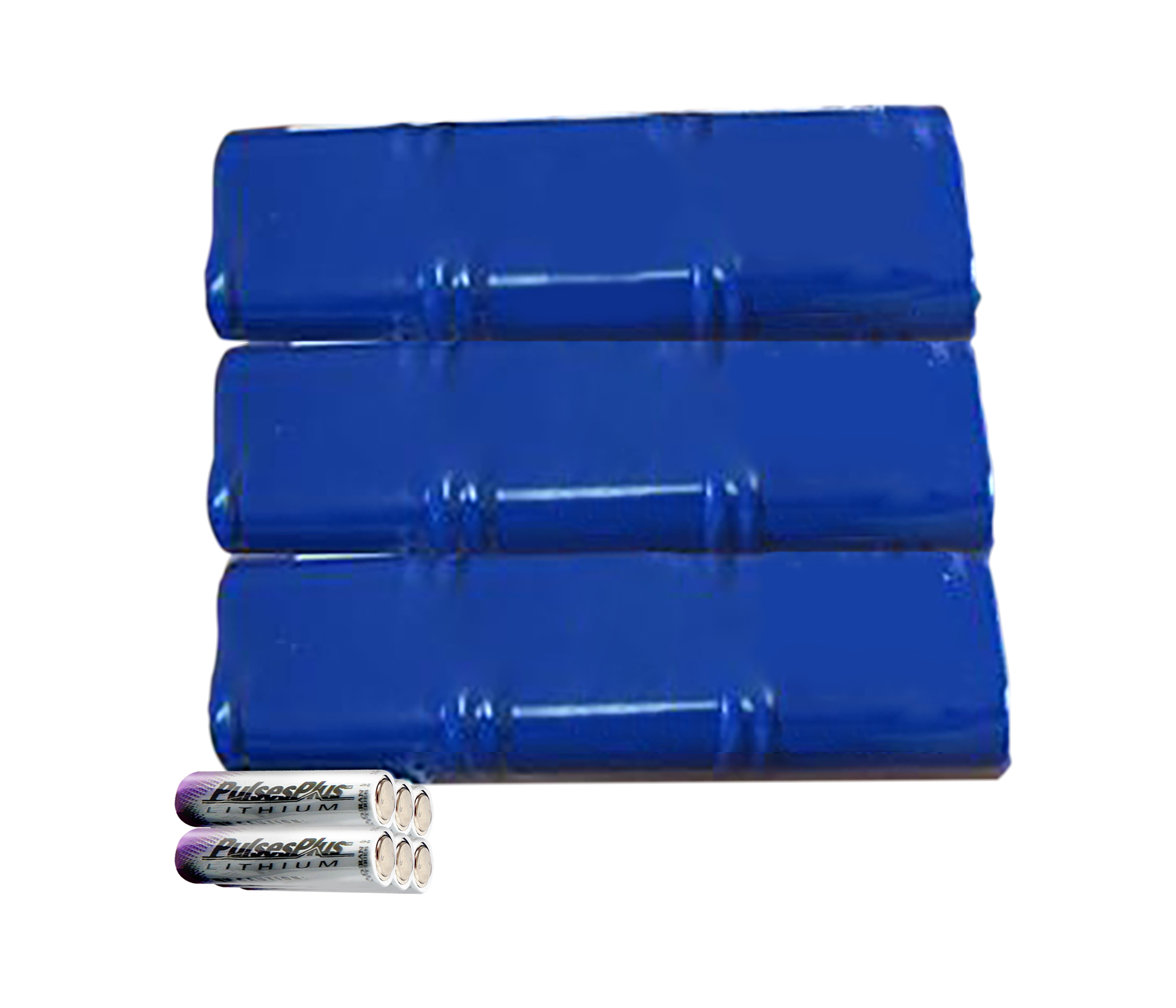 Three packs of supercapacitors in the blue package consisting of six Dsize cells each 18 cells total were able to provide and store the same amount of electrical energy as the smaller pack of six AAsize TLI 1550 Liion rechargeable batteries