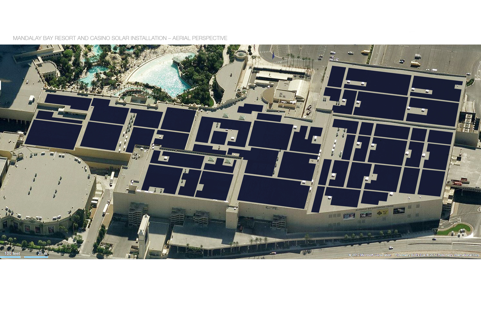 The second largest solar farm in the world comprises 27324 panels and spans 28 acres It supplies 26 of the Mandalay Bay Resort and Casinorsquos energy
