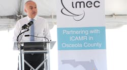 Luc Van den hove, CEO of imec, announces the opening of a new research facility in Osceola County, Florida at the the Florida Advanced Manufacturing Research Center.