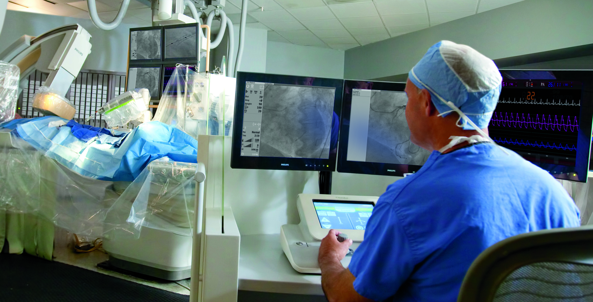 Corpath PCI robots let surgeons perform cardiovascular surgery away from sources of ionizing radiation like Xrays