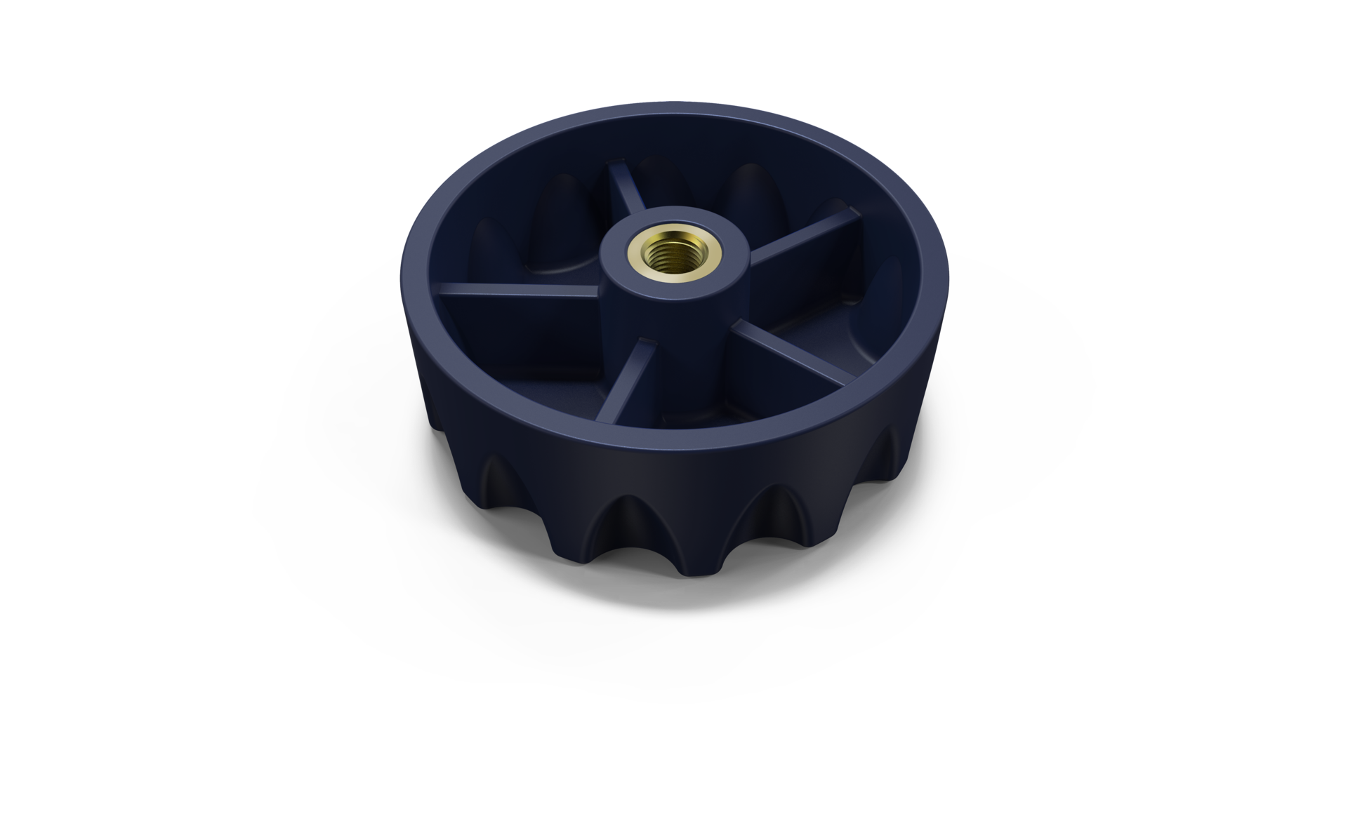 A turn knob from Proto Labs shows a metal insert with a thermoplastic molded part