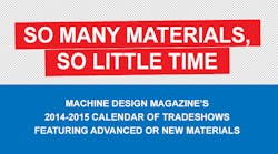 It all starts with materials. Here&apos;s a list of tradeshows featuring advanced or new materials.