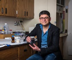 Gurpreet Singh from Kansas State University holds his invented black ceramic derived from a clear liquid silazane polymer enhanced with boron Courtesy of Kansas State University Gurpreet Singh from Kansas State University holds his invented black ceramic derived from a clear liquid silazane polymer enhanced with boron Courtesy of Kansas State University