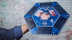 Inside each tile are the piezoelectric elements&mdash;thin discs of lead zirconate titanate&mdash;along with several solar cells and a lithium battery for storing power generated during the day.