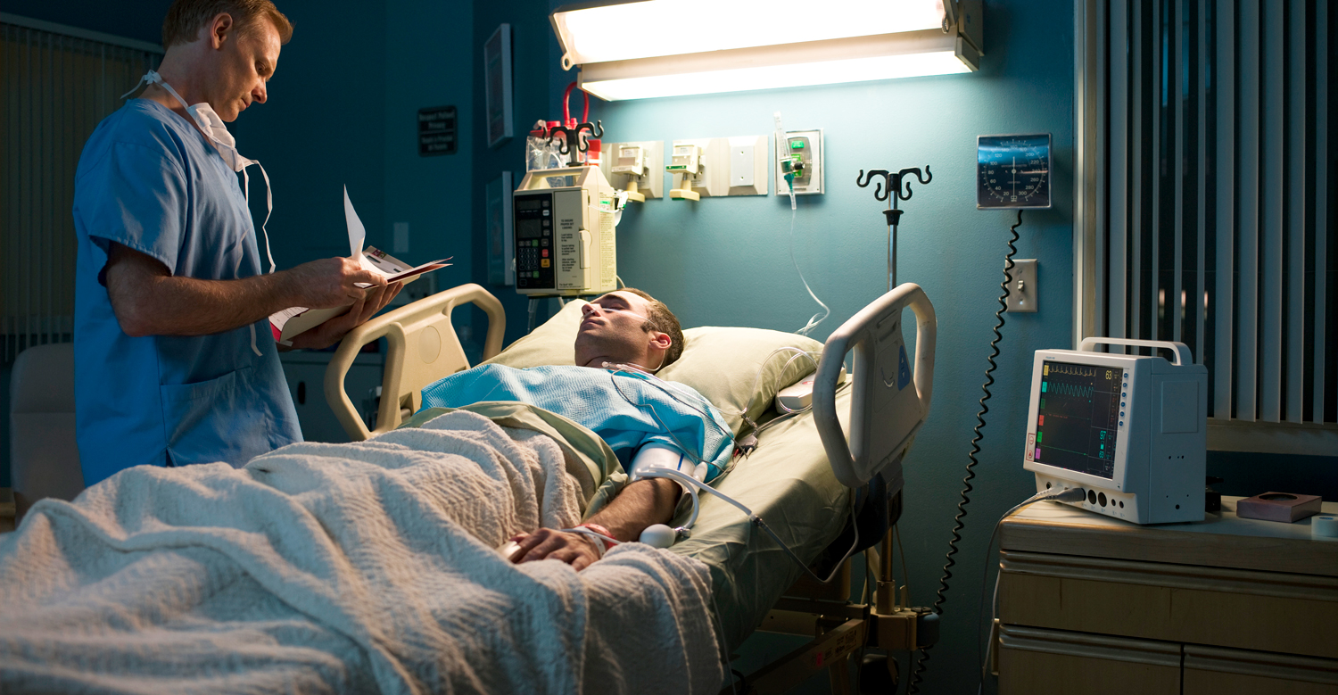 Patient in hospital bed