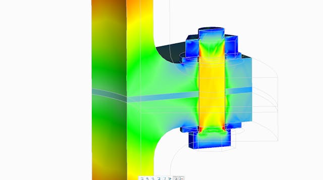Simulation software study (contact analysis) carried out in Creo Simulate during the 3D CAD design process.