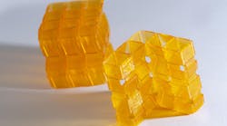 Closeup of an origami structure created through Digital Light Processing 3D printing.