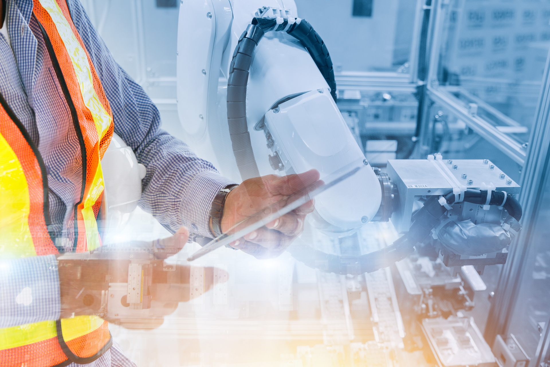 Plant worker with tablet