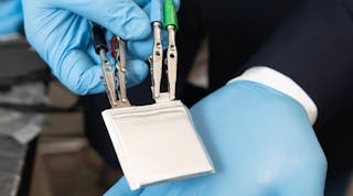 A lithium-ion battery uses new cathode and electrolytes that replace expensive metals and traditional liquid electrolyte with lower cost transition metal fluorides and a solid polymer electrolyte.