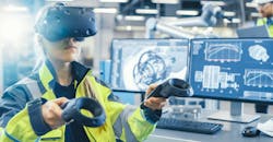 Engineer wearing VR goggles Engineer wearing VR goggles