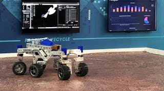 One of the testbeds at the IOT Solutions World Congress in Barcelona featured a scale model of the Mars Rover and the data gathered from the device.