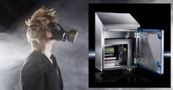 Gas mask and enclosure Gas mask and enclosure