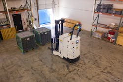 America in Motion AGVs can complete a number of tasks from pulling and stacking pallets to loading them into semi-truck trailers. America in Motion AGVs can complete a number of tasks from pulling and stacking pallets to loading them into semi-truck trailers.