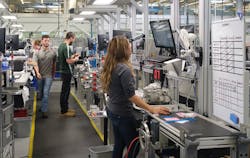 The manufacturing floor at Woodward represents not only an efficient production process, but also the company’s financial commitment to the greater Rockford area. The manufacturing floor at Woodward represents not only an efficient production process, but also the company’s financial commitment to the greater Rockford area.