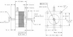 Here are the dimensions of a NEMA size 23 step motor. Additional motor sizes include 14, 17 and 34. Size 24 is somewhat of an outlier as no formal NEMA definition exists for it. It mounts like a size 23 but is slightly wider (about 4 mm), allowing for a larger rotor and stator and approximately 30% more holding torque. Here are the dimensions of a NEMA size 23 step motor. Additional motor sizes include 14, 17 and 34. Size 24 is somewhat of an outlier as no formal NEMA definition exists for it. It mounts like a size 23 but is slightly wider (about 4 mm), allowing for a larger rotor and stator and approximately 30% more holding torque.