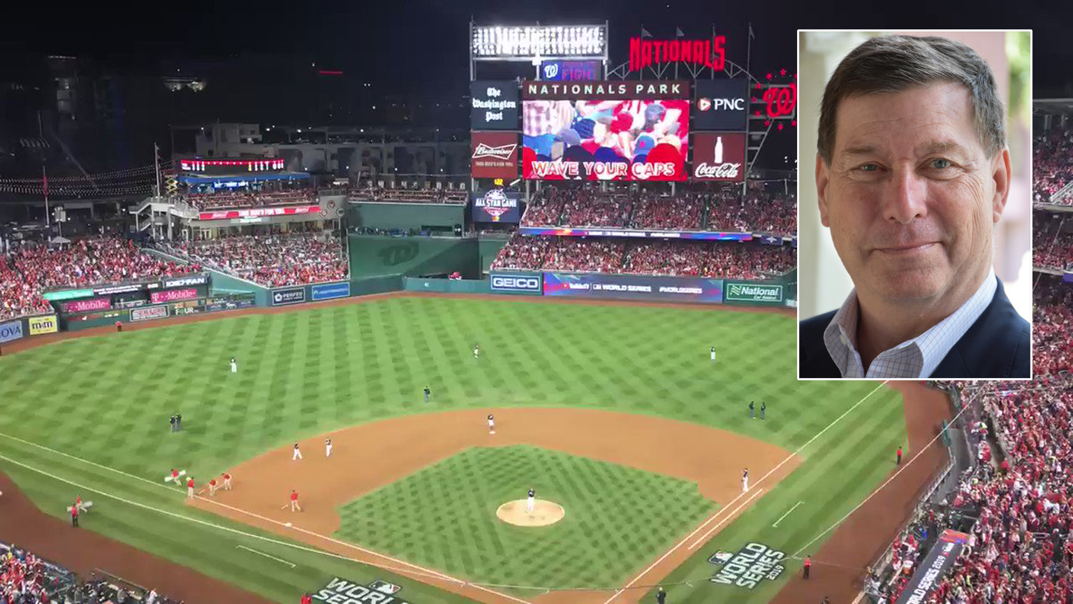 Baseball diamond and Bob Vavra headshot