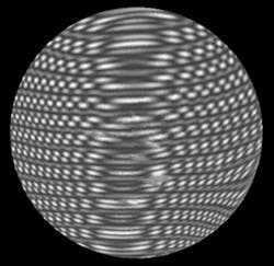 Complex fringe pattern caused by multiple surface reflections. Complex fringe pattern caused by multiple surface reflections.