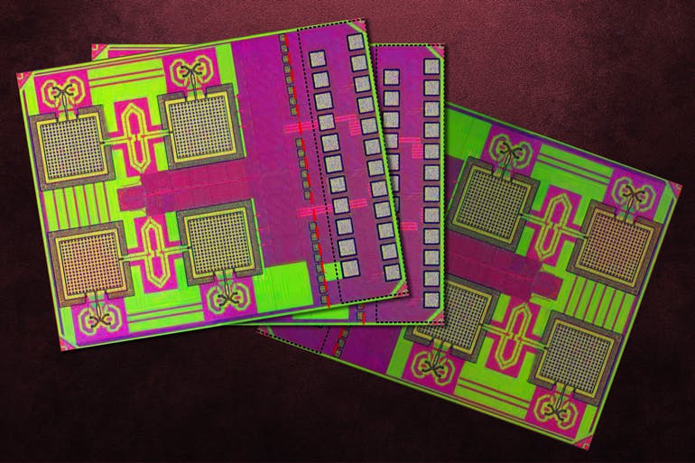 A millimeter-sized ID chip integrates a cryptographic processor, an antenna array that transmits data in the high terahertz range and photovoltaic diodes for power.