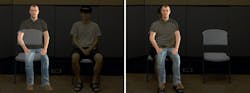 Examples of sitting next to and on the virtual agent. Examples of sitting next to and on the virtual agent.