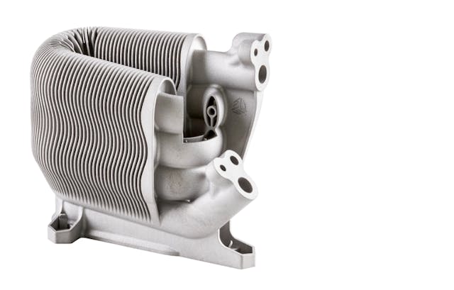 Metal AM is a design-driven manufacturing process that makes possible many organic shapes and features, such as this lamellar heat exchanger part.