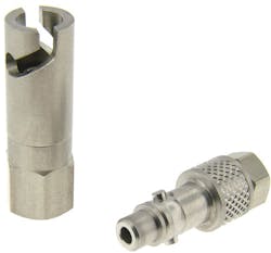 Bayonet-style &frac14; twist quick disconnects are suitable for pressures in the thousands of psig.