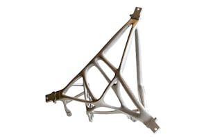 Using an all-in-one software solution that integrates structure optimization capabilities enables users to create lighter weight parts for aerospace, such as this satellite bracket.