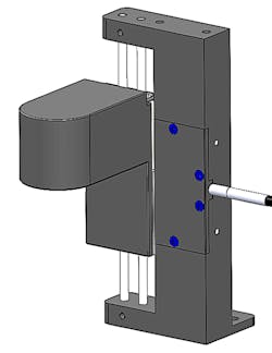 Optimized linear drive piezomotor system with motor integrated in body and direct drive onto linear slide.