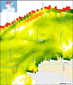 The purple dot shows the location of the ship off the coast of Antarctica. The blue arrows indicate sea ice drift in the region based on the Community Ice CodE (CICE) model in the Global Ocean Forecast System (GOFS) 3.1. Greens indicates divergence, or areas where icebergs were moving away from each other. Red indicates convergence, which icebergs were moving toward each other and becoming more compact. The purple dot shows the location of the ship off the coast of Antarctica. The blue arrows indicate sea ice drift in the region based on the Community Ice CodE (CICE) model in the Global Ocean Forecast System (GOFS) 3.1. Greens indicates divergence, or areas where icebergs were moving away from each other. Red indicates convergence, which icebergs were moving toward each other and becoming more compact.