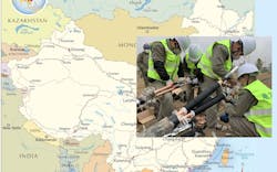 China map and workers China map and workers