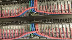 Example of raised floor data center wiring. Example of raised floor data center wiring.