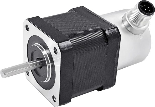Stepper motor with integrated encoder.