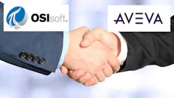 Handshake with Osisoft and Aveva logos Handshake with Osisoft and Aveva logos