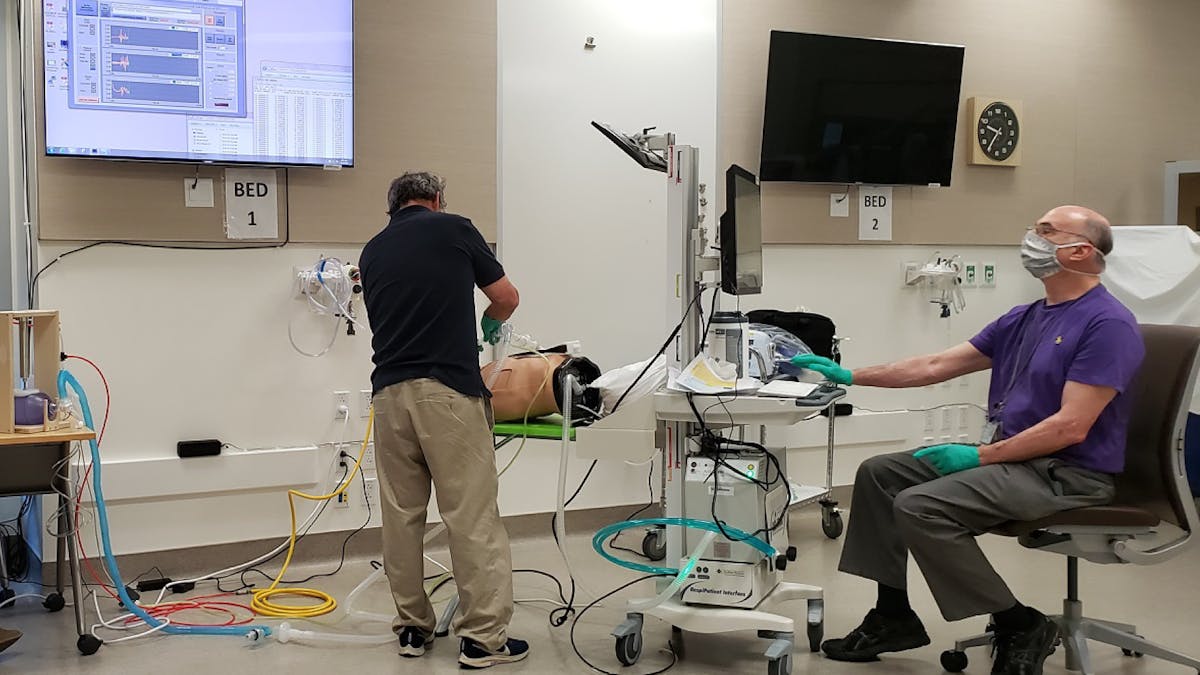 SLAC&rsquo;s acute shortage ventilator is tested at the VA Palo Alto Health Care System.