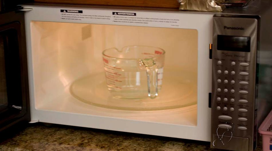 Water heating in microwave