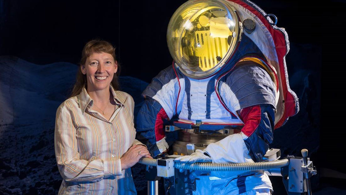 Amy Ross with the Z-2 spacesuit