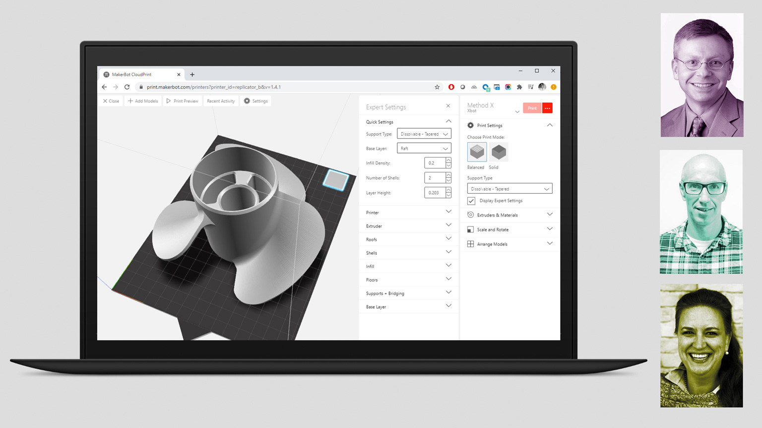 MakerBot CloudPrint User Interface and event speakers