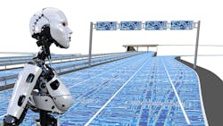 Robot and a road Robot and a road