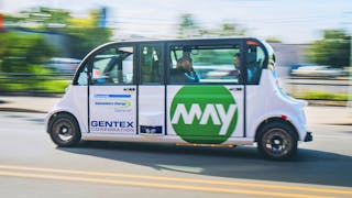 May Mobility&rsquo;s self-driving vehicles ferried passengers around Grand Rapids in an effort to test passenger acceptance over time.