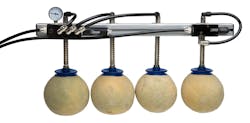 A single-stage vacuum pump creates enough vacuum to lift four melons.