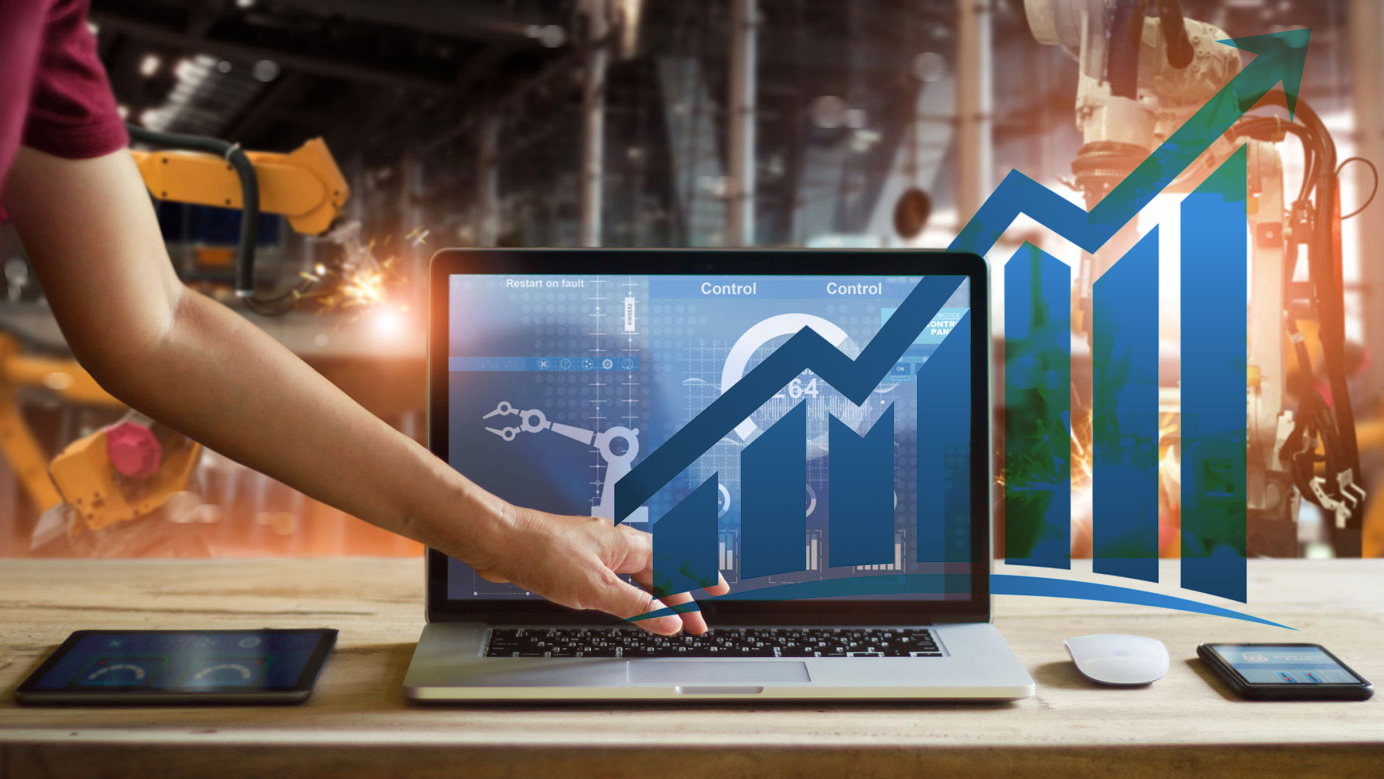 Manufacturing data on laptop