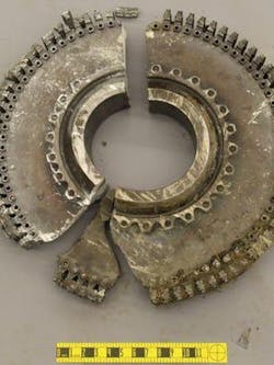 A cracked metal disk from an airline engine caused by the type of metal fatigue that the new method would be able to predict long before a crack ever appears. A cracked metal disk from an airline engine caused by the type of metal fatigue that the new method would be able to predict long before a crack ever appears.