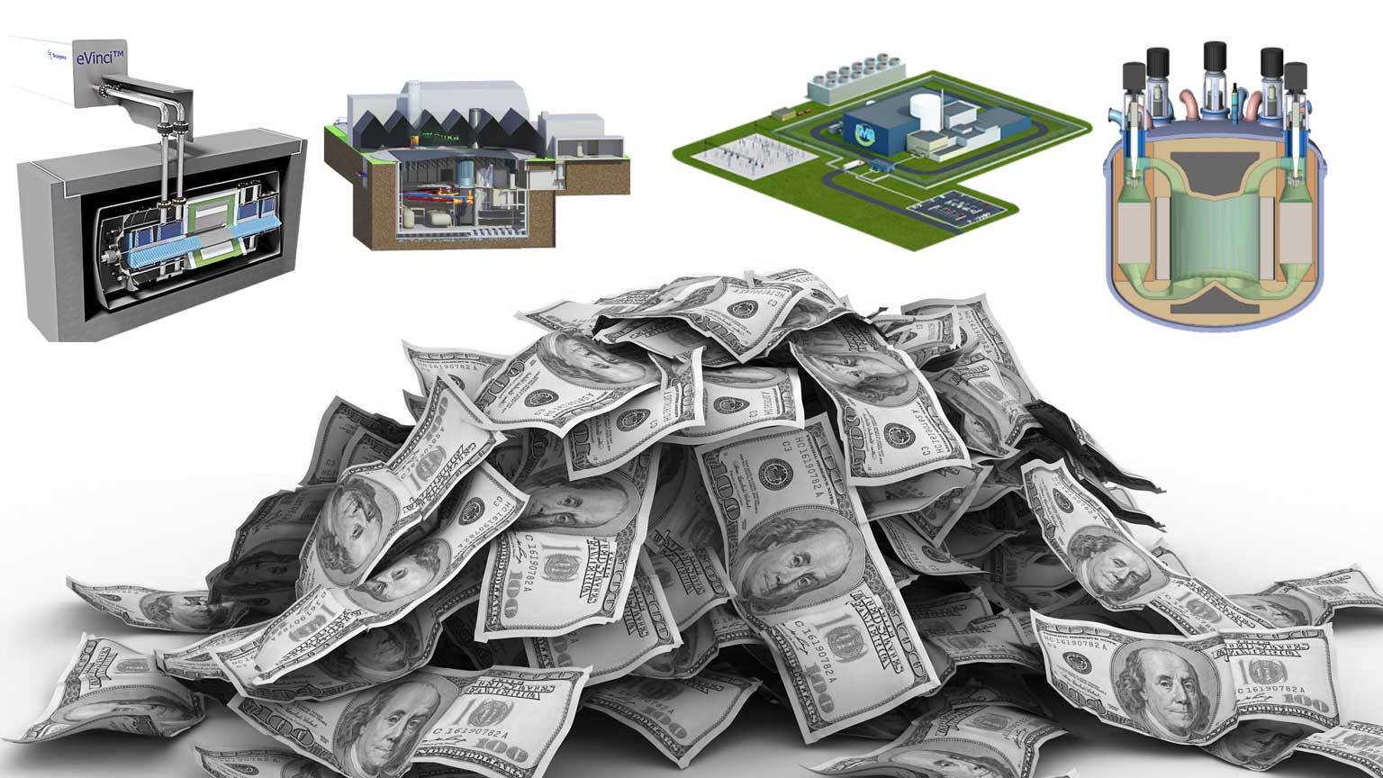 Money with reactor designs inset