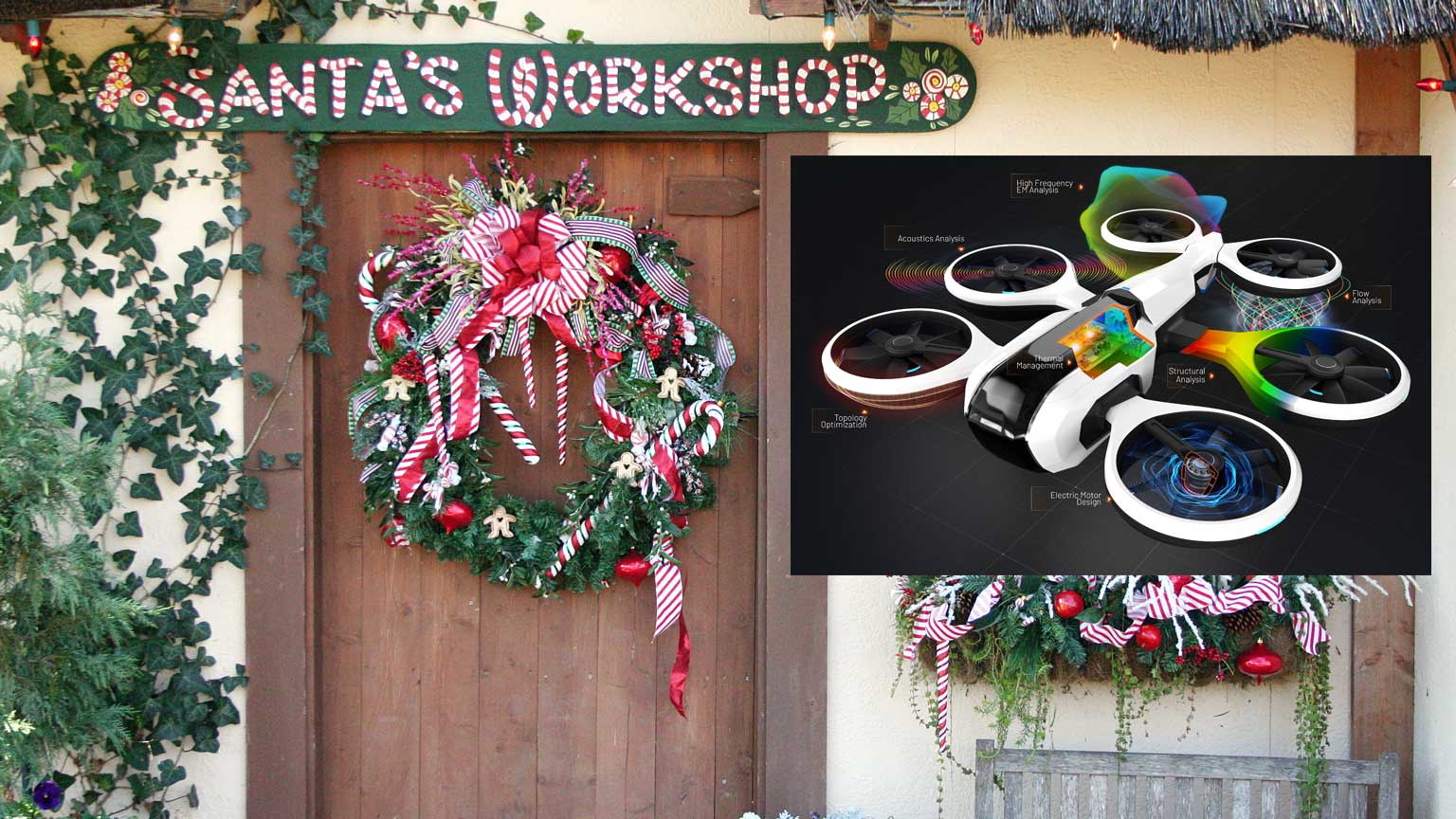 Santa's workshop and drone