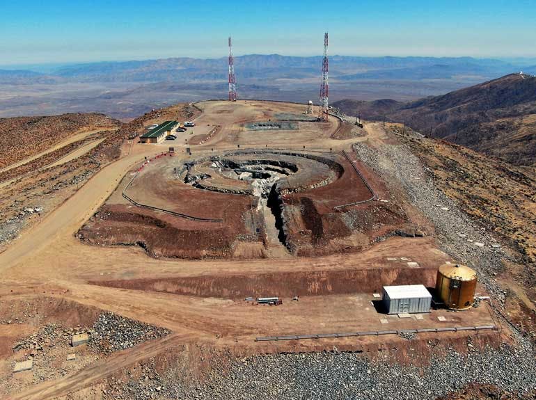 The Giant Magellan Telescope construction site at Las Campanas Observatory in Chile, February 2020.